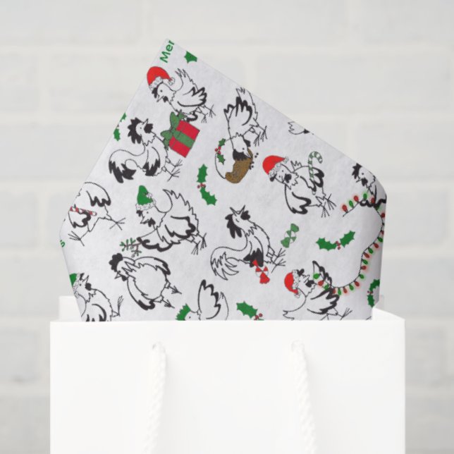 Papel De Seda Galinhas de Natal (Sacola de presentes)