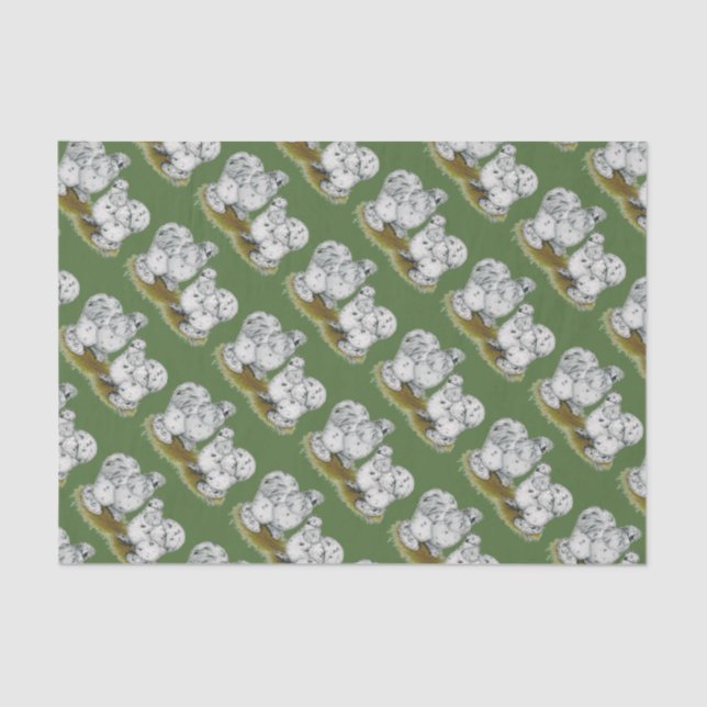 Papel De Seda Galinhas pequenas do respingo de Silkie (Frente )