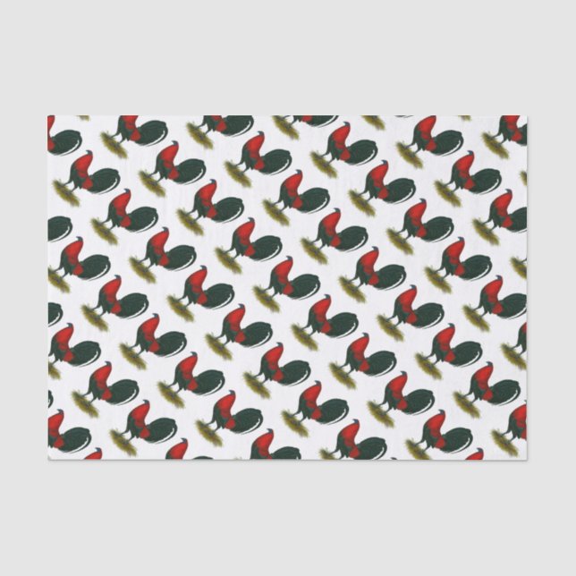 Papel De Seda Galo de Briga Americano: Vermelho Marrom (Frente )