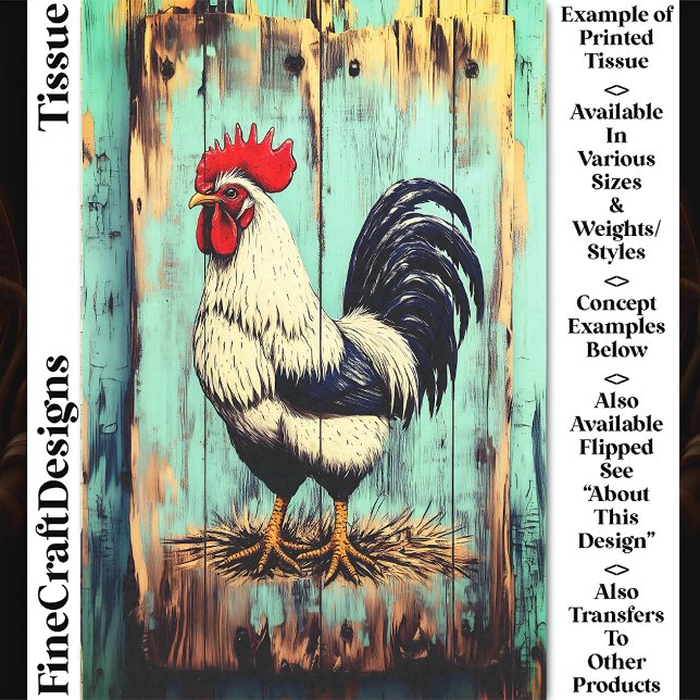 Papel De Seda Galo de Celeiro de Campo Francês DB7LF Decoupage (Criador carregado)