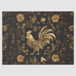 Papel De Seda Galo Dourado no Jardim de Flores