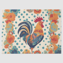 Papel De Seda Galo Retrô Caprichoso