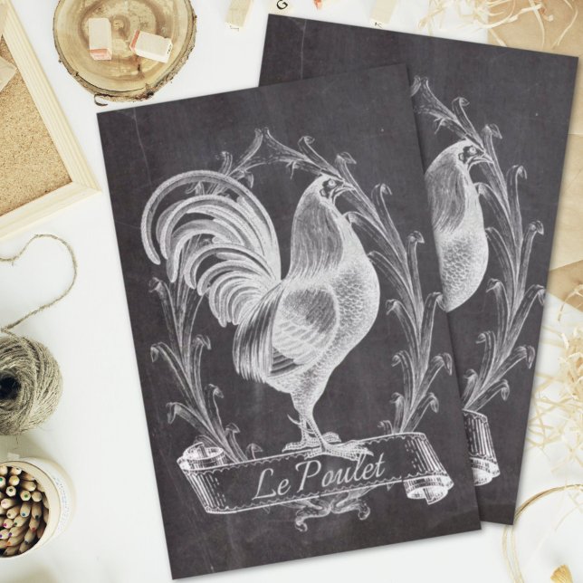 Papel De Seda galo rústico do campo chic (rustic chic blackboard french country rooster tissue paper)