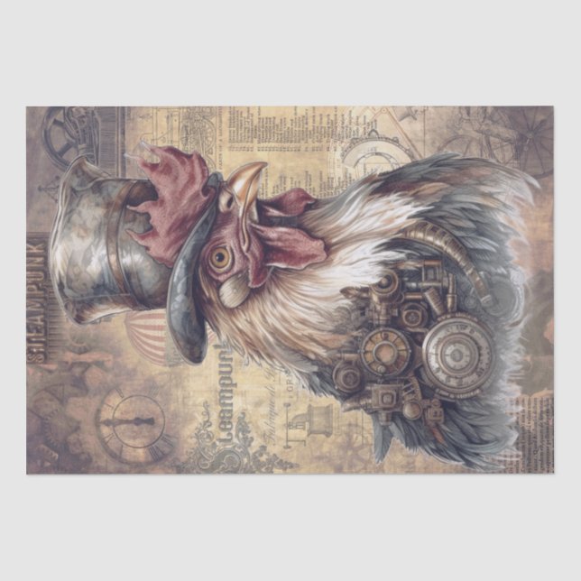 Papel De Seda Galo Steampunk (Frente )