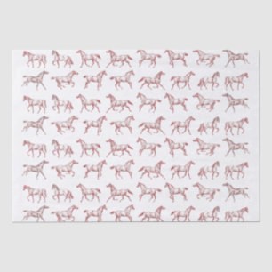 Papel De Seda Galopagem Elegante Cavalos Brancos Vermelhos