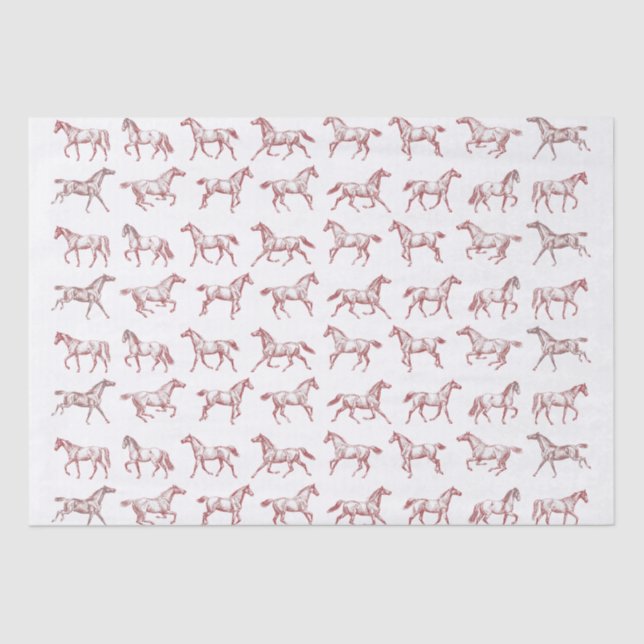Papel De Seda Galopagem Elegante Cavalos Brancos Vermelhos (Frente )