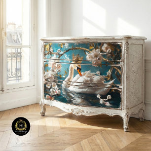 Papel De Seda Galoplas de Flores de Cisne Branco Elegante Decoup