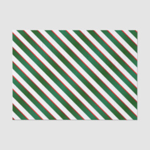 Papel De Seda Gamas de Diagonal Verdes, Brancas e Vermelhas