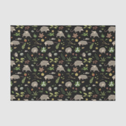 Papel De Seda Gambás em um Campo de Frutas em Preto