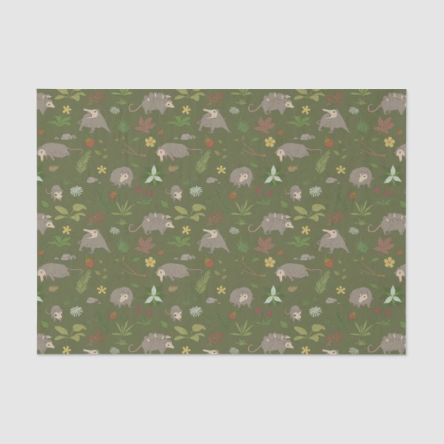 Papel De Seda Gambás em um Campo de Frutas em Verde (Frente )