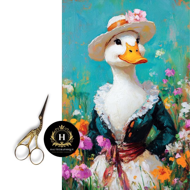 Papel De Seda Ganso Elegante com Chapéu Floral Decoupage (Criador carregado)