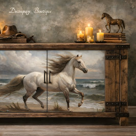Papel De Seda Garanhão Branco à Beira-Mar Decoupage