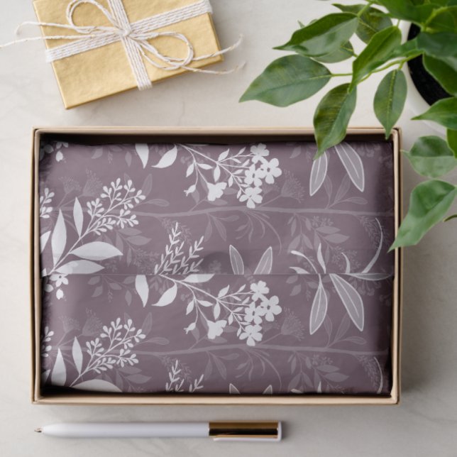 Papel De Seda Garden Dream Elegant botanical silhouette - plum (Presente)