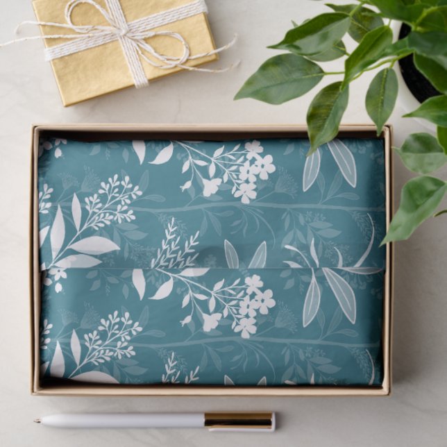 Papel De Seda Garden Dream Elegant Botanicals - turquoise (Presente)