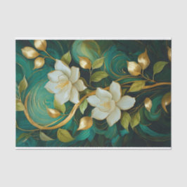 Papel De Seda Gardenia Dourada Floresce, Tropical Formal Branco
