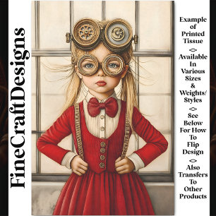 Papel De Seda Garota Bonita e Loira Steampunk de Vermelho Y2 Dec
