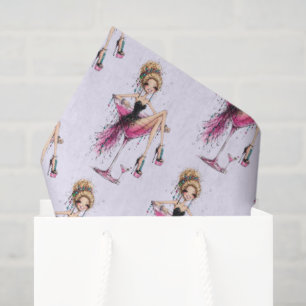 Papel De Seda Garota Bonita e Sedutora em um Padrão de Copo de M
