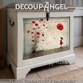 Papel De Seda Garota com papoila e guarda-chuva vermelha - desli