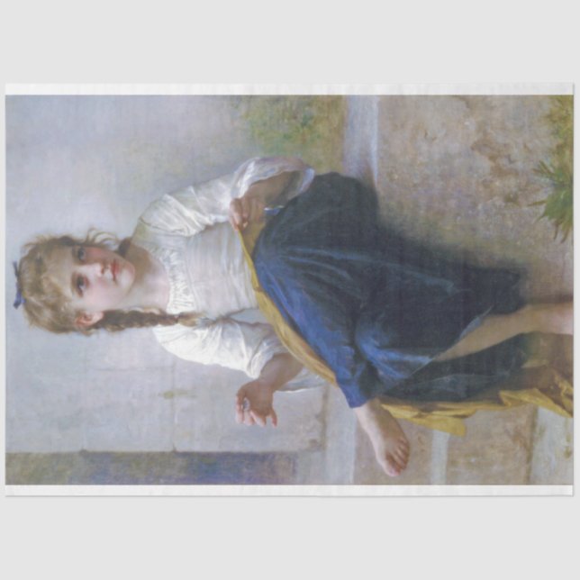 Papel De Seda Garota costurando, Bouguereau (Frente )
