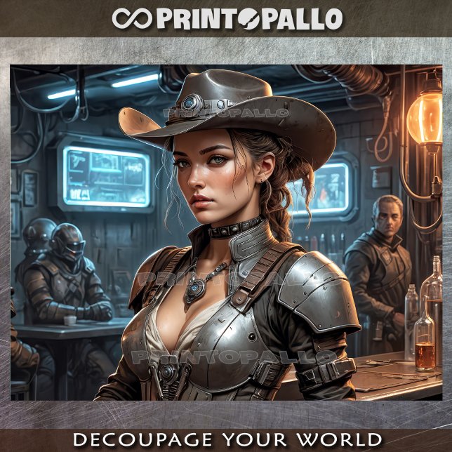 Papel De Seda Garota da vaca espacial em um bar de galáxias (Criador carregado)