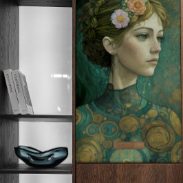 Papel De Seda Garota do Estilo Klimt com Flores na Decoupage do