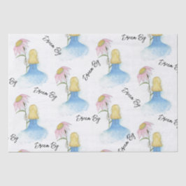 Papel De Seda Garota do Sonho segurando Flor Gigante "Dream Big"