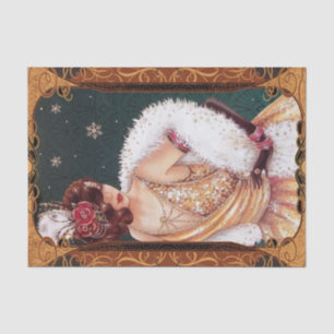 Papel De Seda Garota Flapper de Natal em um Vestido Dourado Bril