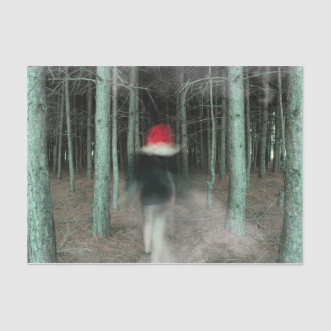 Papel De Seda Garota Gótica Moderna Floresta Vermelha Negra (Frente )