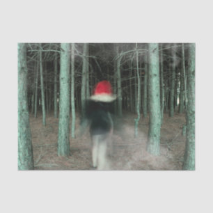 Papel De Seda Garota Gótica Moderna Floresta Vermelha Negra