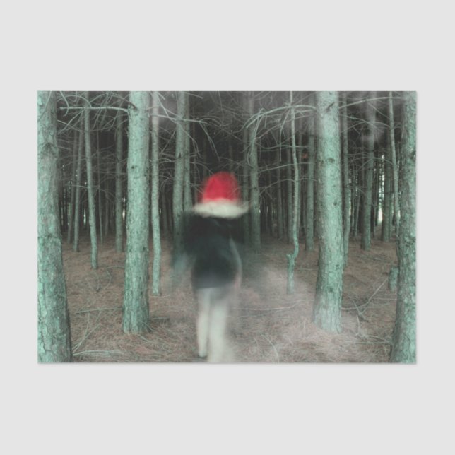 Papel De Seda Garota Gótica Moderna Floresta Vermelha Negra (Frente )