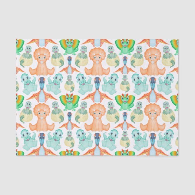 Papel De Seda Garotos Cutes Jurassic Dino Birthday Dinossaur (Frente )