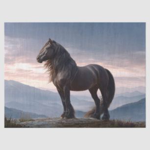Papel De Seda Garrafa de Cavalos Preto Selvagem Montanha Topo De