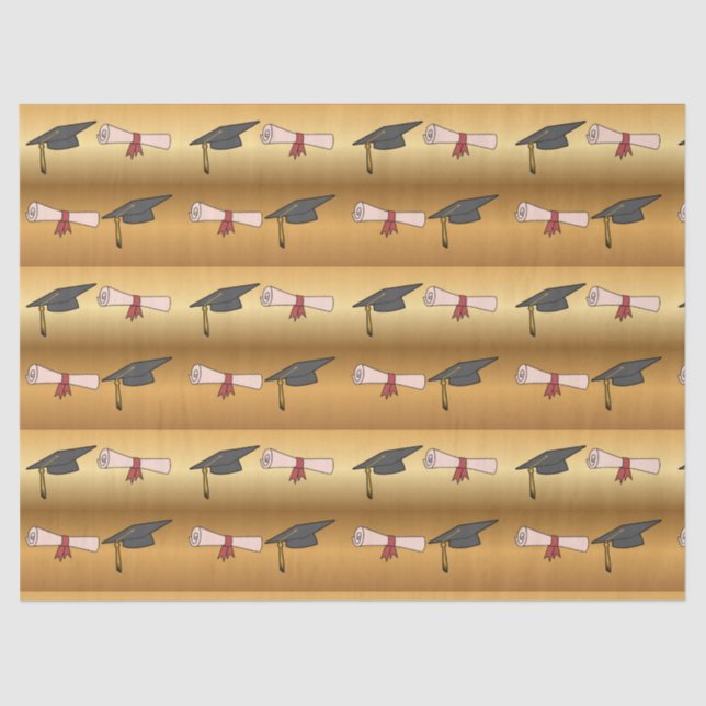 Papel De Seda Garrafa de Graduação Dourada e Diploma (Frente )