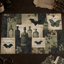 Papel De Seda Garrafas de Farmácia Gótica Vintage e Morcegos Hal