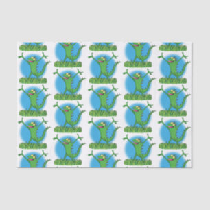 Papel De Seda Garrard animado de iguana animado e verde