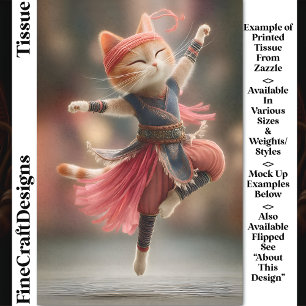 Papel De Seda Gata Taba Ginger Dançante Bailarina Decoupage DK2R