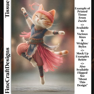Papel De Seda Gata Tabby Gengibre Dançante Bailarina DK2L Decoup