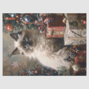 Papel De Seda Gatinho Balinês Natal Arte Gato Decoupage