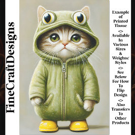 Papel De Seda Gatinho Branco Vestido Como Uma Decoupage AL3 Sapo