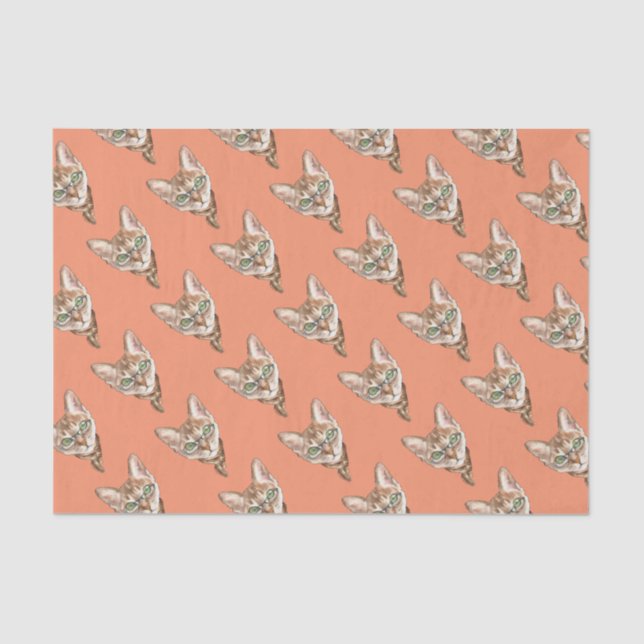 Papel De Seda Gatinho extravagante do lenço dos vidros da (Frente )