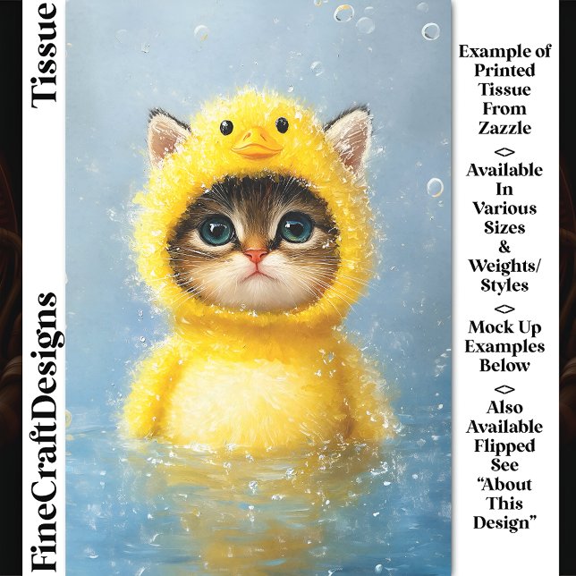 Papel De Seda Gatinho Gelado Vestido Como Decoupage de Pato Amar (Criador carregado)