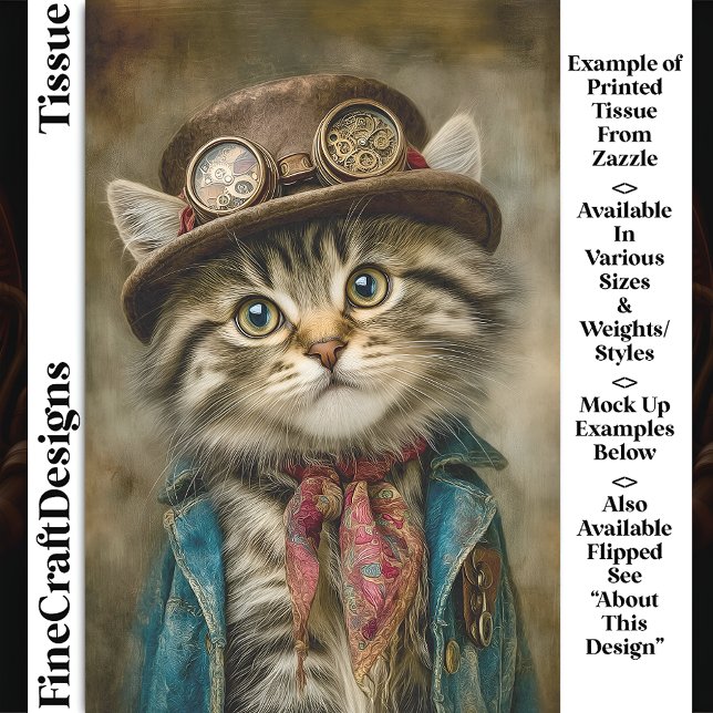 Papel De Seda Gatinho Malhado Fofo Steampunk com Chapéu DN6L Dec (Criador carregado)