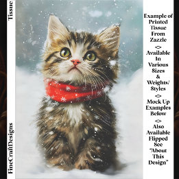 Papel De Seda Gatinho Nevado, Cachecol Vermelho de Natal EG2L De