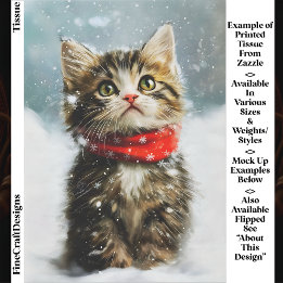 Papel De Seda Gatinho Nevado, Cachecol Vermelho de Natal EG2R De