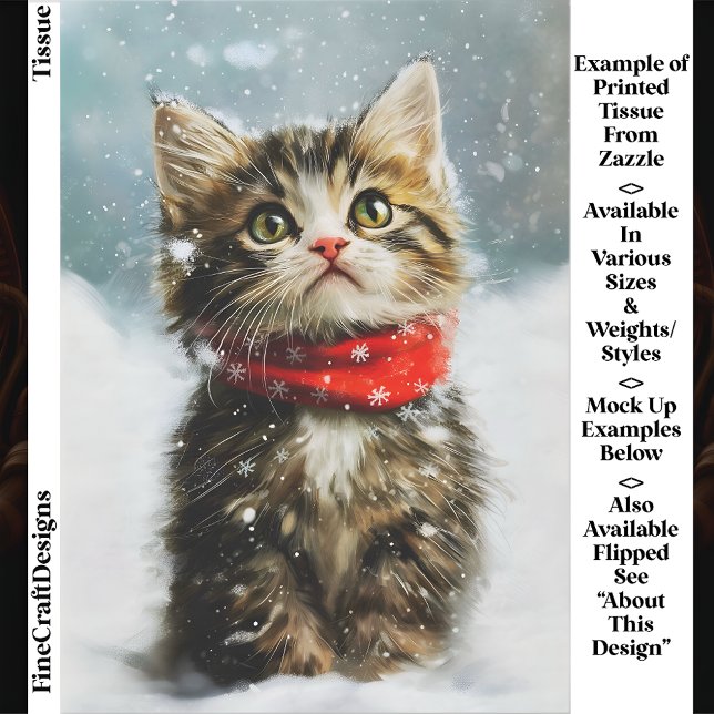 Papel De Seda Gatinho Nevado, Cachecol Vermelho de Natal EG2R De (Criador carregado)