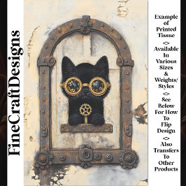 Papel De Seda Gatinho Preto Espiando por Buraco AP1 Decoupage