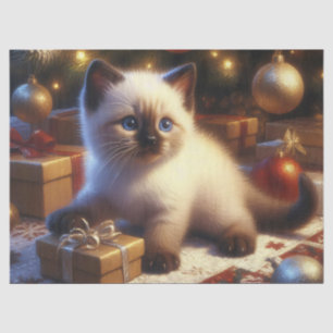 Papel De Seda Gatinho Siamês Fofo Decoupage de Natal