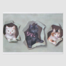 Gatinhos antigos quebrando embrulho de presente fo