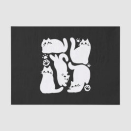 Papel De Seda Gatinhos Brancos Silhuettes - Design de Felinos Co