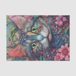 Papel De Seda Gato Abstrato Colorido